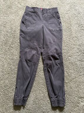 Spanx Stretch Twill Cargo Jogger Womens Size L Washed Black Pull On Utility